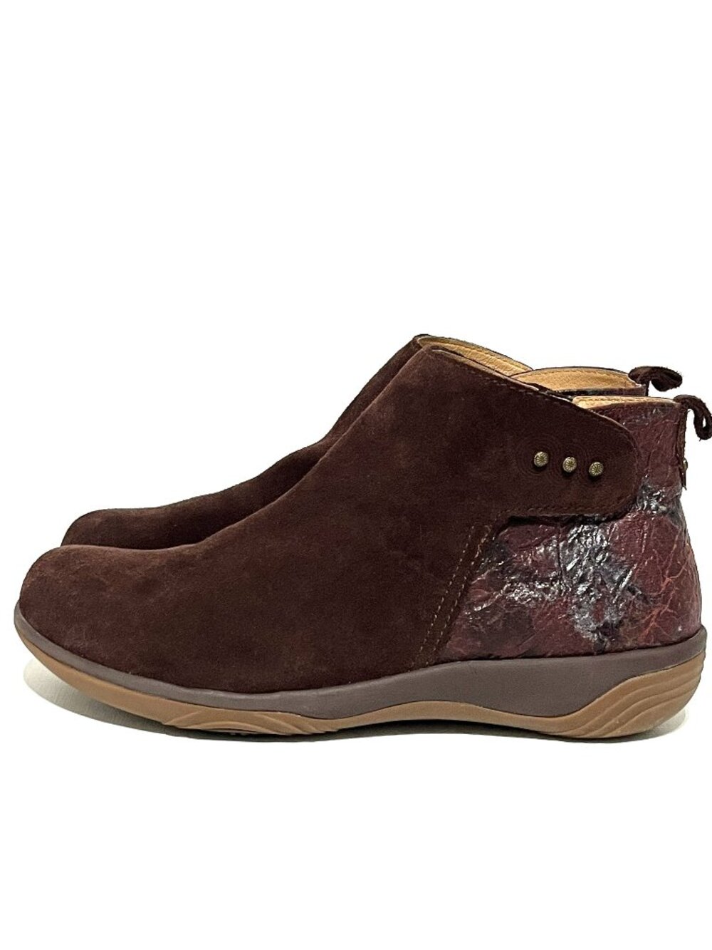 Halsa Womens Althea Suede Leather Ankle Booties 8.5M Brown Granola Boho Indie